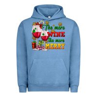 Pigment Pebble Blue The more wine the more merry Urban Hoodie - AdoDesignShop