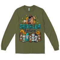 Army Green shoulda been a cowgirl Long Sleeve Tee - OliviaCreatesArt