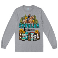 Heather Grey shoulda been a cowgirl Long Sleeve Tee - OliviaCreatesArt