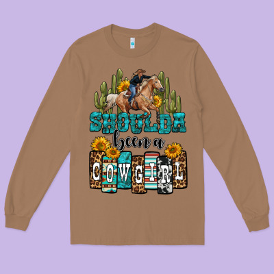 Shoulda Been A Cowgirl Long Sleeve Tee Designed By Oliviacreatesart