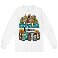 White shoulda been a cowgirl Long Sleeve Tee - OliviaCreatesArt