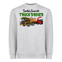 Heather Grey Santa's Favorite Truck Driver Heavyweight Sweatshirt - LillyAllenDesigns