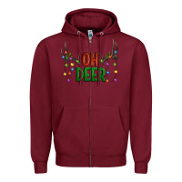 Burgundy Oh deer christmas Zipper Hoodie - Artiststas
