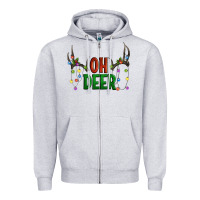 Heather Grey Oh deer christmas Zipper Hoodie - Artiststas