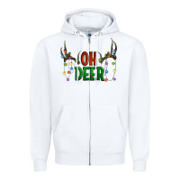 White Oh deer christmas Zipper Hoodie - Artiststas