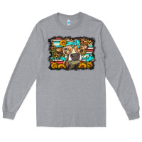 Heather Grey sunflower cow olivia Long Sleeve Tee - OliviaCreatesArt