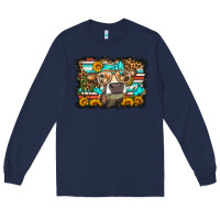 Navy sunflower cow olivia Long Sleeve Tee - OliviaCreatesArt