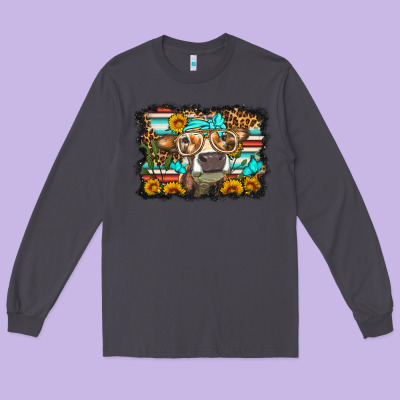 Sunflower Cow Olivia Long Sleeve Tee Designed By Oliviacreatesart