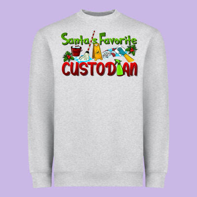 Santa's Favorite Custodian Heavyweight Sweatshirt Designed By Lillyallendesigns