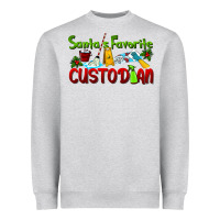 Heather Grey Santa's Favorite Custodian Heavyweight Sweatshirt - LillyAllenDesigns