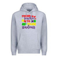 Heather Grey proud teacher to ausome students Premium Hoodie - CowhideDigitalArt