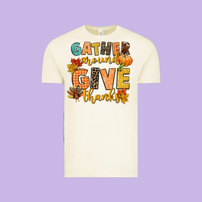 Gather Around And Give Thanks Vintage Tee Designed By Cowgirlartshop