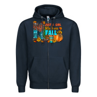 Navy jusa a girl who loves fall Zipper Hoodie - Artiststas