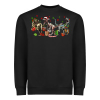 Black Three Christmas Dinosaurs Heavyweight Sweatshirt - LillyAllenDesigns