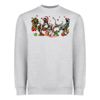 Heather Grey Three Christmas Dinosaurs Heavyweight Sweatshirt - LillyAllenDesigns