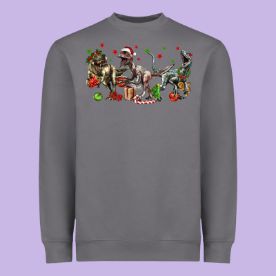 Three Christmas Dinosaurs Heavyweight Sweatshirt Designed By Lillyallendesigns