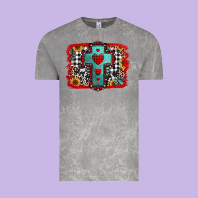 Christmas Cross With Background Vintage Tee Designed By Jasminsmagicworld