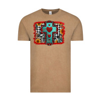 Vintage Coffee Christmas cross with background Vintage Tee - Jasminsmagicworld