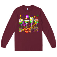 Burgundy mardi gras wine glasses olivia Long Sleeve Tee - OliviaCreatesArt