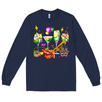 Navy mardi gras wine glasses olivia Long Sleeve Tee - OliviaCreatesArt