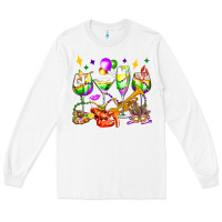 White mardi gras wine glasses olivia Long Sleeve Tee - OliviaCreatesArt