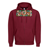 Burgundy Santa skeleton christmas Zipper Hoodie - Artiststas