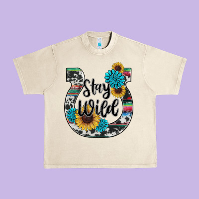 Western Stay Wild Horsesho Urban Heavy Tee Designed By Ranaportraitstore