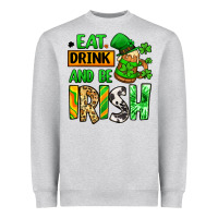 Heather Grey Eat drink and be Irish St. Patrick's Heavyweight Sweatshirt - LillyAllenDesigns