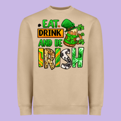 Eat Drink And Be Irish St. Patrick's Heavyweight Sweatshirt Designed By Lillyallendesigns