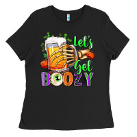 Black Lets Get Boozy Ladies Tee - texasbilliewilder
