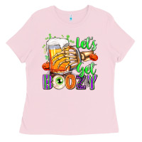 Bubblegum Pink Lets Get Boozy Ladies Tee - texasbilliewilder