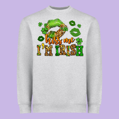 Kiss Me Im Irish St Patricks Lip Stain Heavyweight Sweatshirt Designed By Lillyallendesigns