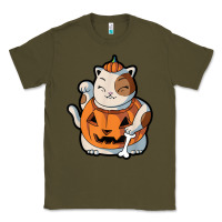 Army Green cute kawaii maneki neko cat halloween pumpkin costume boys Classic Tee - trangStudio