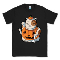 Black cute kawaii maneki neko cat halloween pumpkin costume boys Classic Tee - trangStudio