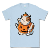 Dusty Blue cute kawaii maneki neko cat halloween pumpkin costume boys Classic Tee - trangStudio