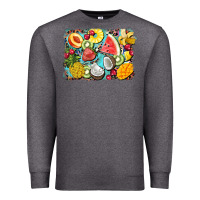 Charcoal Heather summer fruits background Premium Sweatshirt - BarkalooDesign