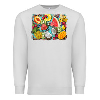 Dove Grey summer fruits background Premium Sweatshirt - BarkalooDesign