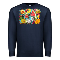 Navy summer fruits background Premium Sweatshirt - BarkalooDesign