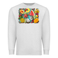 Oatmeal Heather summer fruits background Premium Sweatshirt - BarkalooDesign