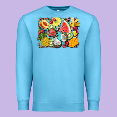 Summer Fruits Background Premium Sweatshirt Designed By Barkaloodesign