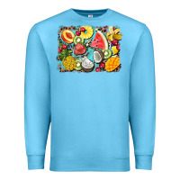 Ocean Blue summer fruits background Premium Sweatshirt - BarkalooDesign