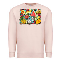 Pale Pink summer fruits background Premium Sweatshirt - BarkalooDesign