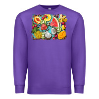Purple summer fruits background Premium Sweatshirt - BarkalooDesign
