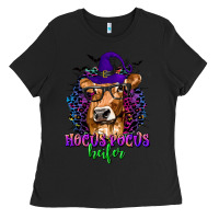 Black Hocus Pocus Heifer with Cow and Halloween Ladies Tee - texasbilliewilder