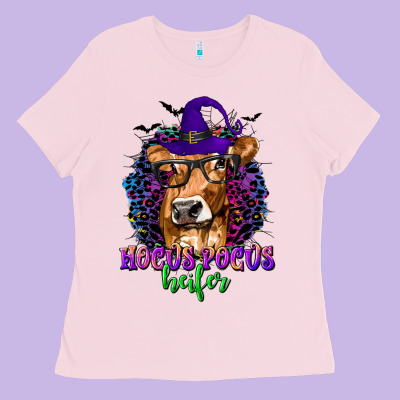 Hocus Pocus Heifer With Cow And Halloween Ladies Tee Designed By Texasbilliewilder