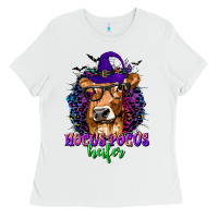 White Hocus Pocus Heifer with Cow and Halloween Ladies Tee - texasbilliewilder