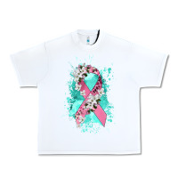 White cancer ribbon Urban Heavy Tee - CowGirlArtShop