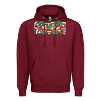 Burgundy Santa skeleton christmas Zipper Hoodie - Artiststas