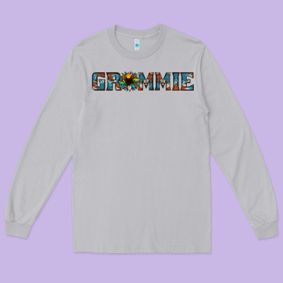 Grammie Cowhide Sunflower 1 Long Sleeve Tee Designed By Jasminsmagicworld