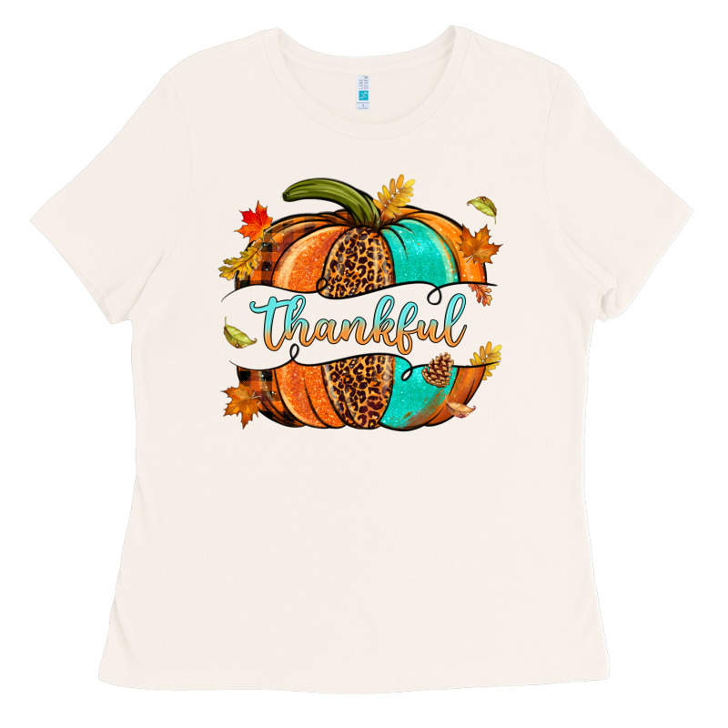 Pumpkin Thankful Ladies Tee by NancyCooperArtShop | Teevron